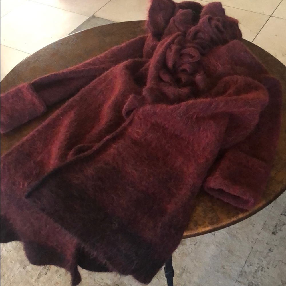 Roberto Cavalli  mohair coat with 3d 🌹 burgundy M